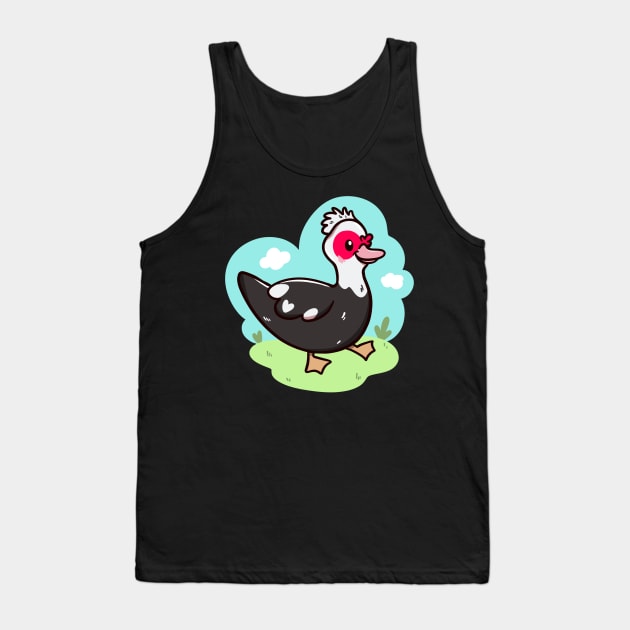 Kawaii Muscovy duck Tank Top by Jurassic Ink